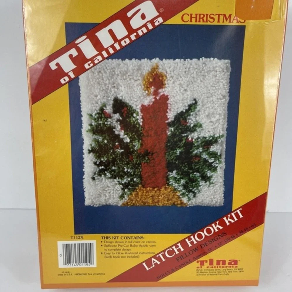 Tina Of California Latch Hook Kit Christmas Holly & Candle #T112X New Old Stock!